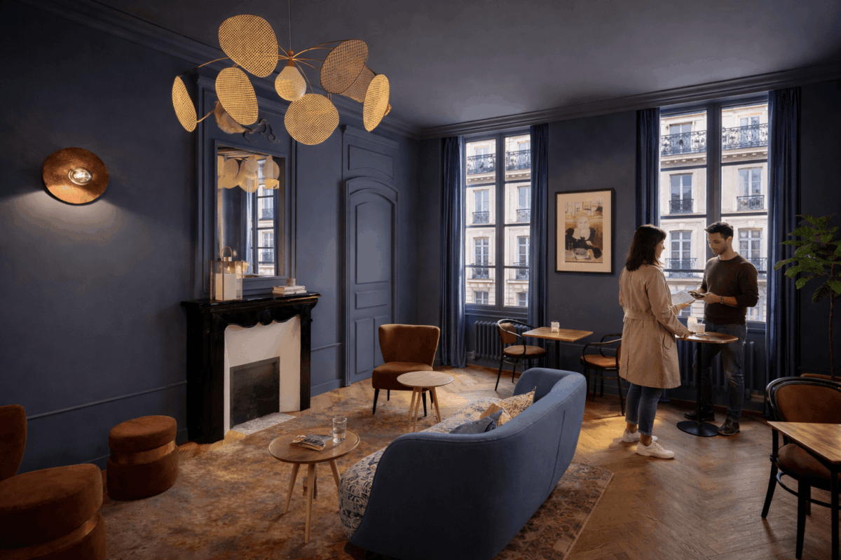 Espace lounge chaleureux du restaurant La Fraternité