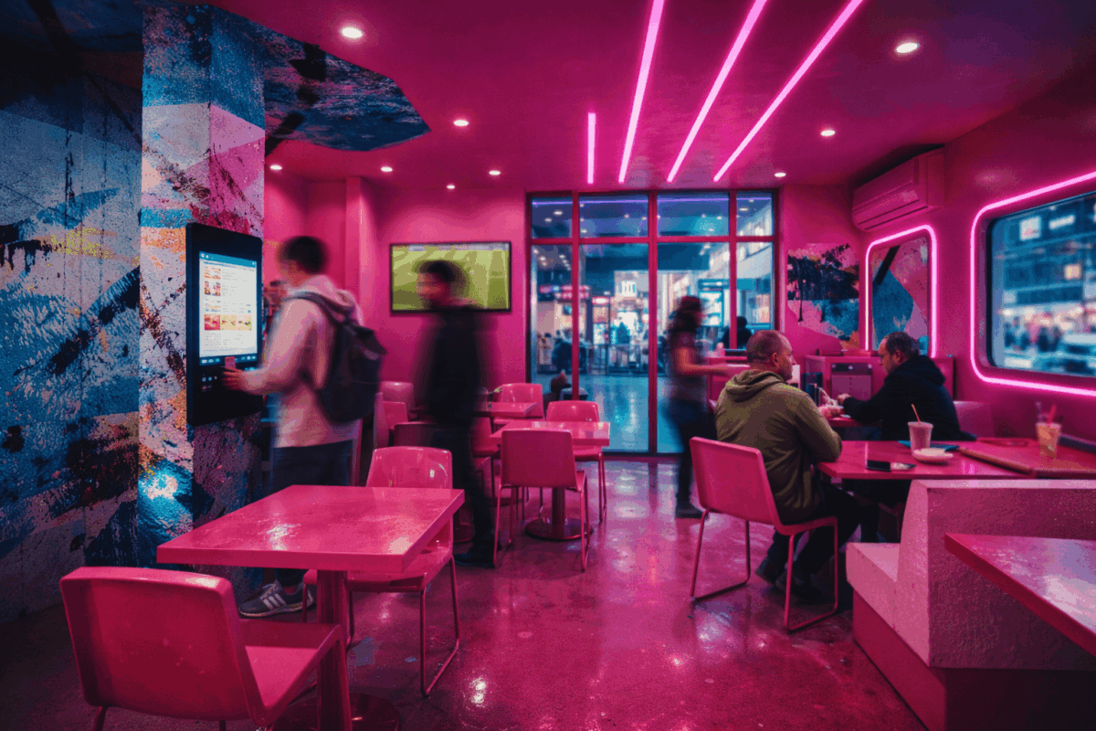 Architecture intérieure d’un café-restaurant urbain en Île-de-France