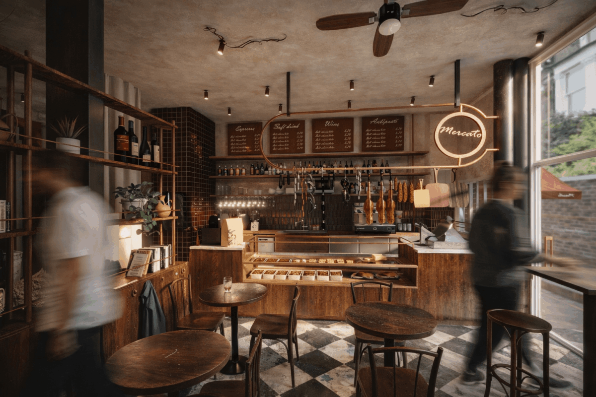 comptoir café italien design sur mesure architecture intérieure restaurant Paris matériaux naturels