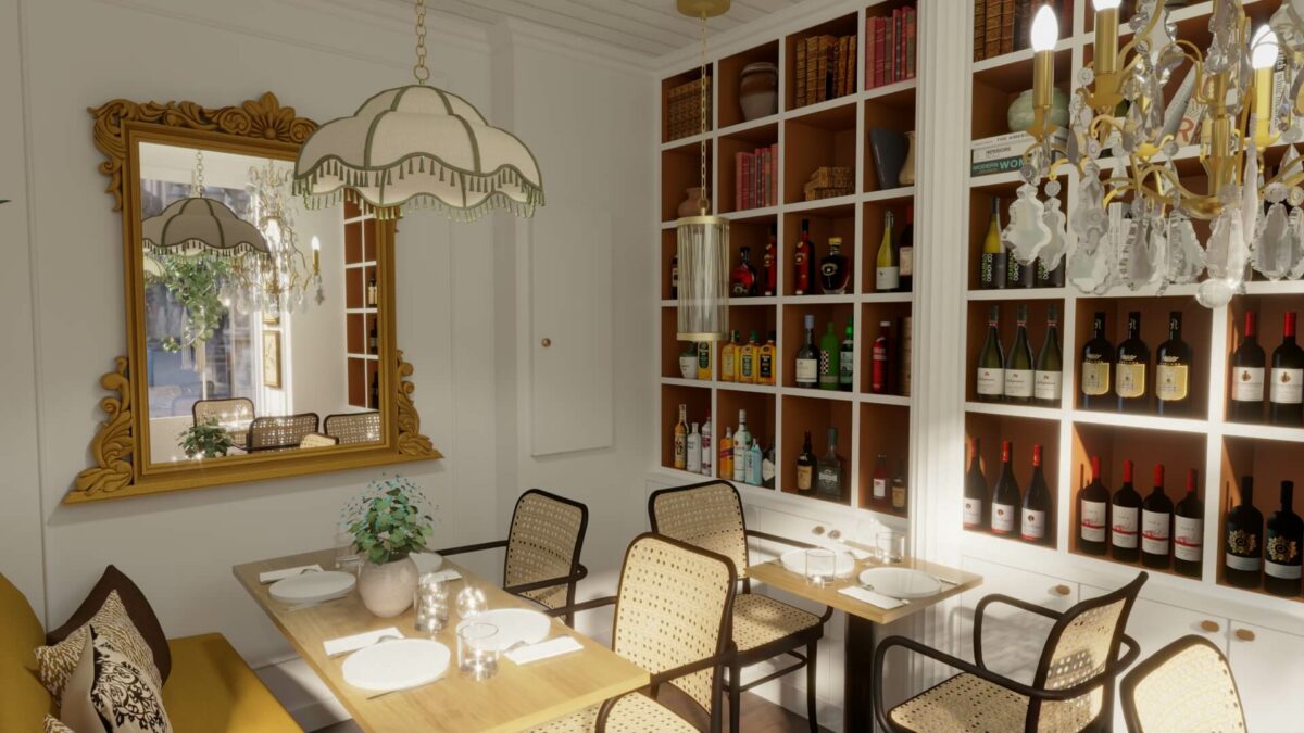 Intérieur d'un restaurant en 3D