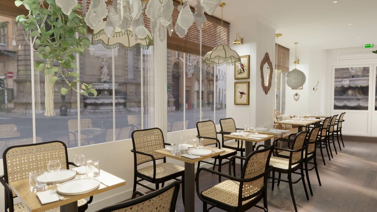 Intérieur d'un restaurant en 3D par diso design