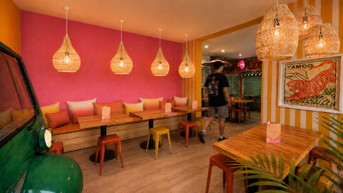 Décoration colorée par diso design pour le restaurant lyonnais zaap thaï